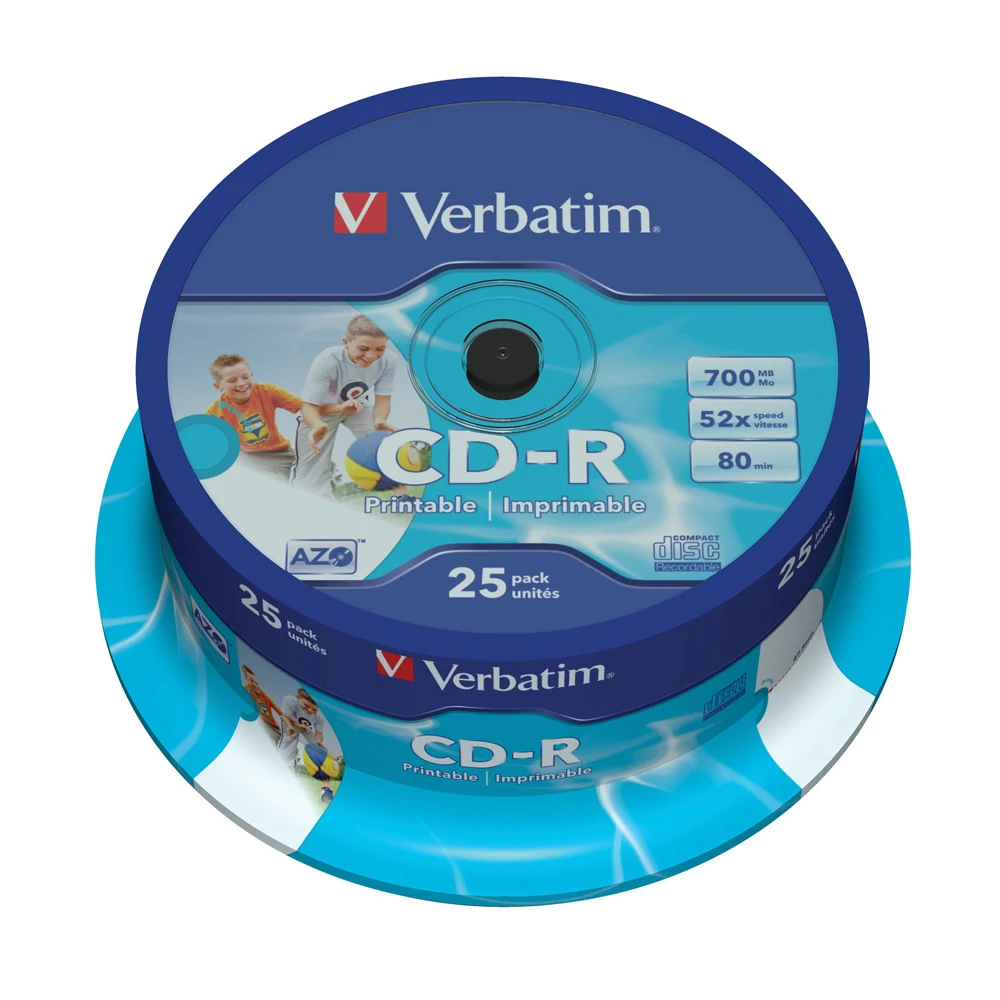 VERBATIM CD-R 52X FULL NYOMTATHATÓ ID BRANDED CAKE (25)