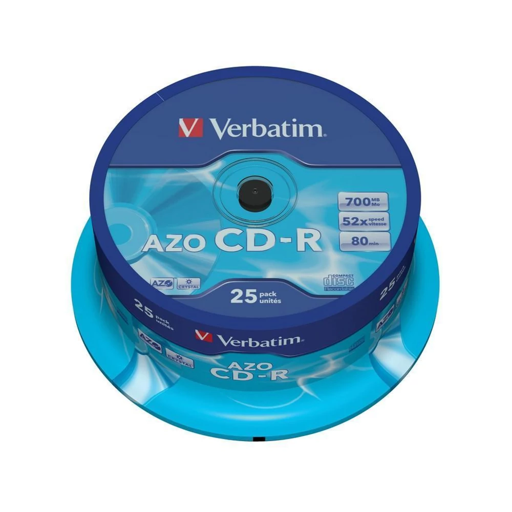 VERBATIM CD-R 52X CRYSTAL AZO CAKE (25)