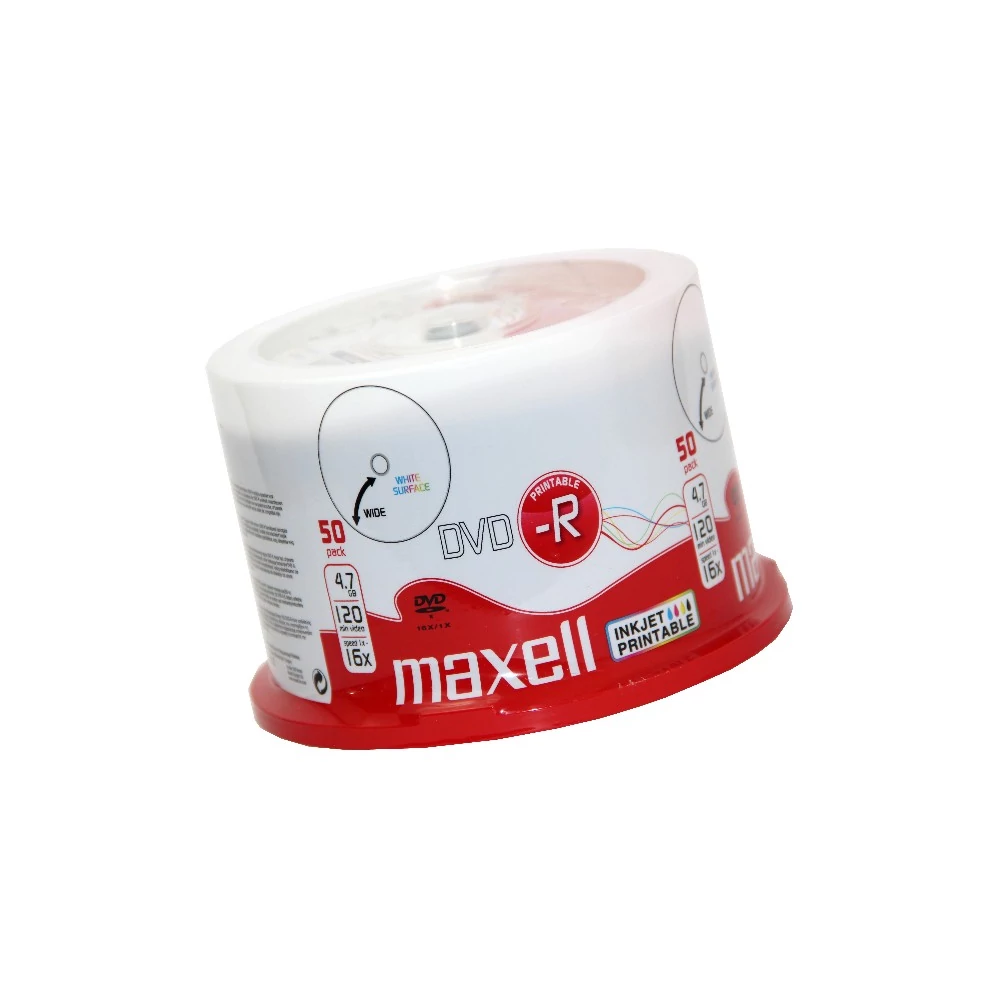 MAXELL DVD-R 16X FULL NYOMTATHATÓ CAKE (50)