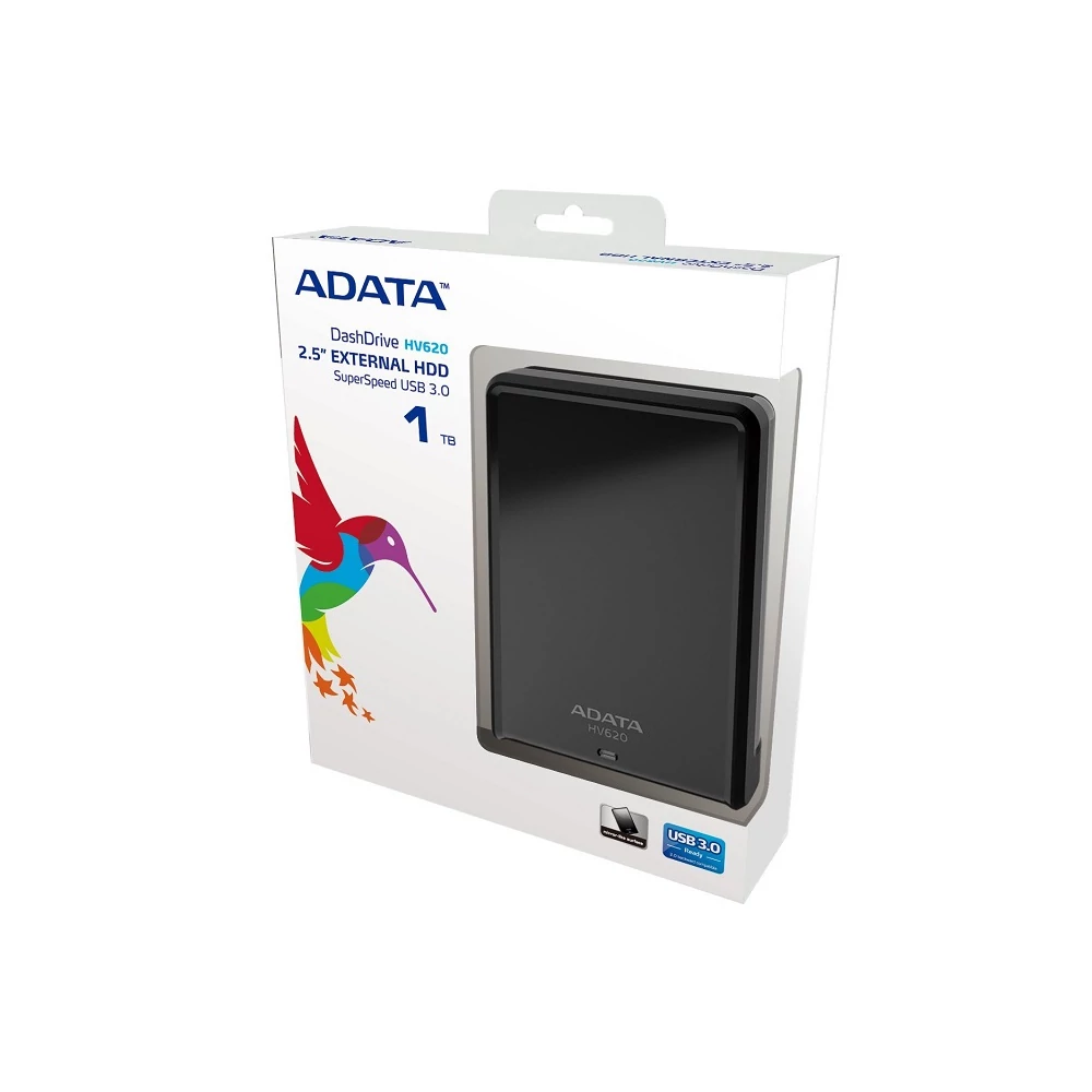 ADATA USB 3.0 HDD 2,5 HV620 1TB FEKETE FÉNYES