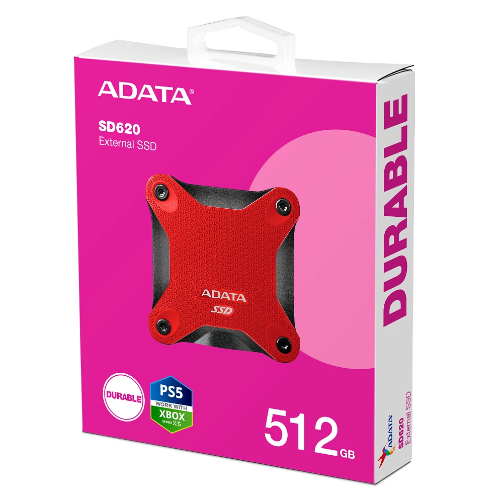 ADATA SD620 USB 3.2 GEN 2 KÜLSŐ SSD MEGHAJTÓ 512GB PIROS
