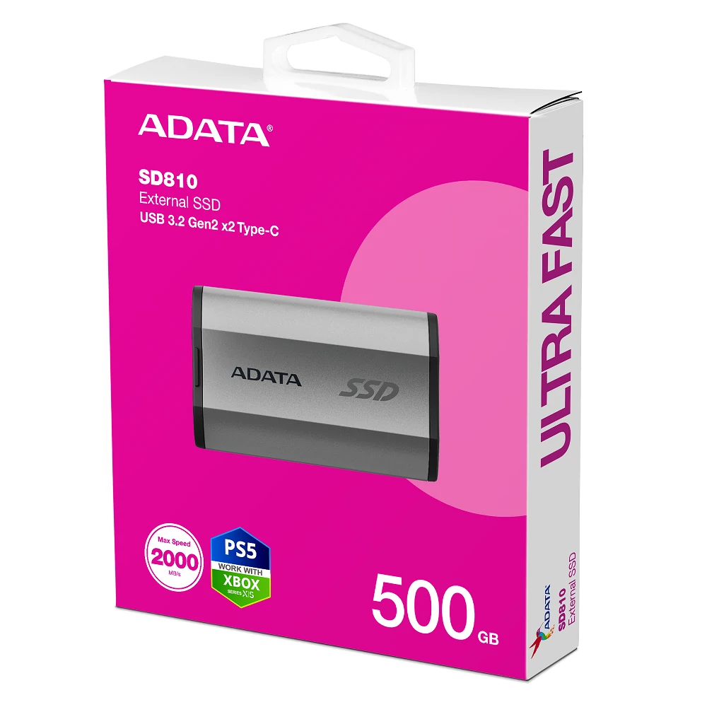 ADATA SD810 USB-C 3.2 GEN 2x2 KÜLSŐ SSD MEGHAJTÓ 500GB EZÜST