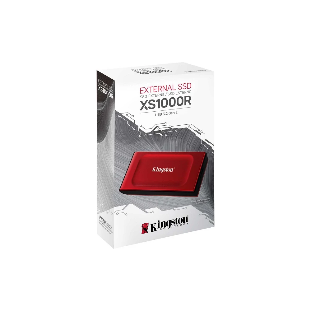 KINGSTON XS1000 USB-C 3.2 GEN 2 KÜLSŐ SSD MEGHAJTÓ 1TB PIROS