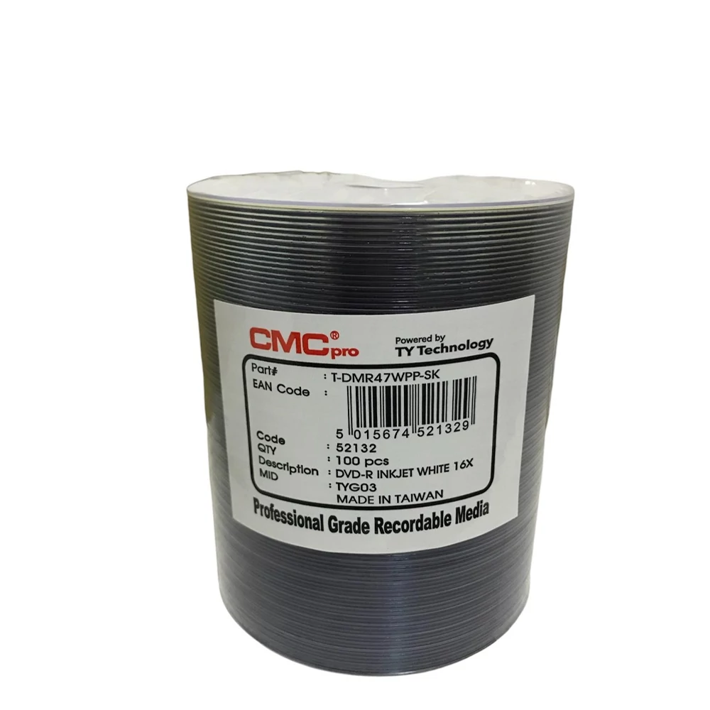 CMC PRO DVD-R 16X FULL NYOMTATHATÓ SHRINK (100) Powered by TY Technology