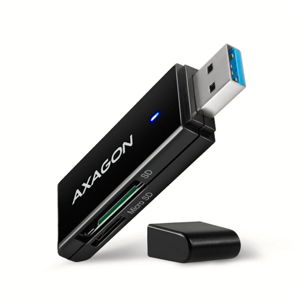 AXAGON CRE-S2N USB 3.2 GEN 1 MICRO SD/MICRO SDHC/MICRO SDXC SD/SDHC/SDXC MEMÓRIAKÁRTYA OLVASÓ FEKETE