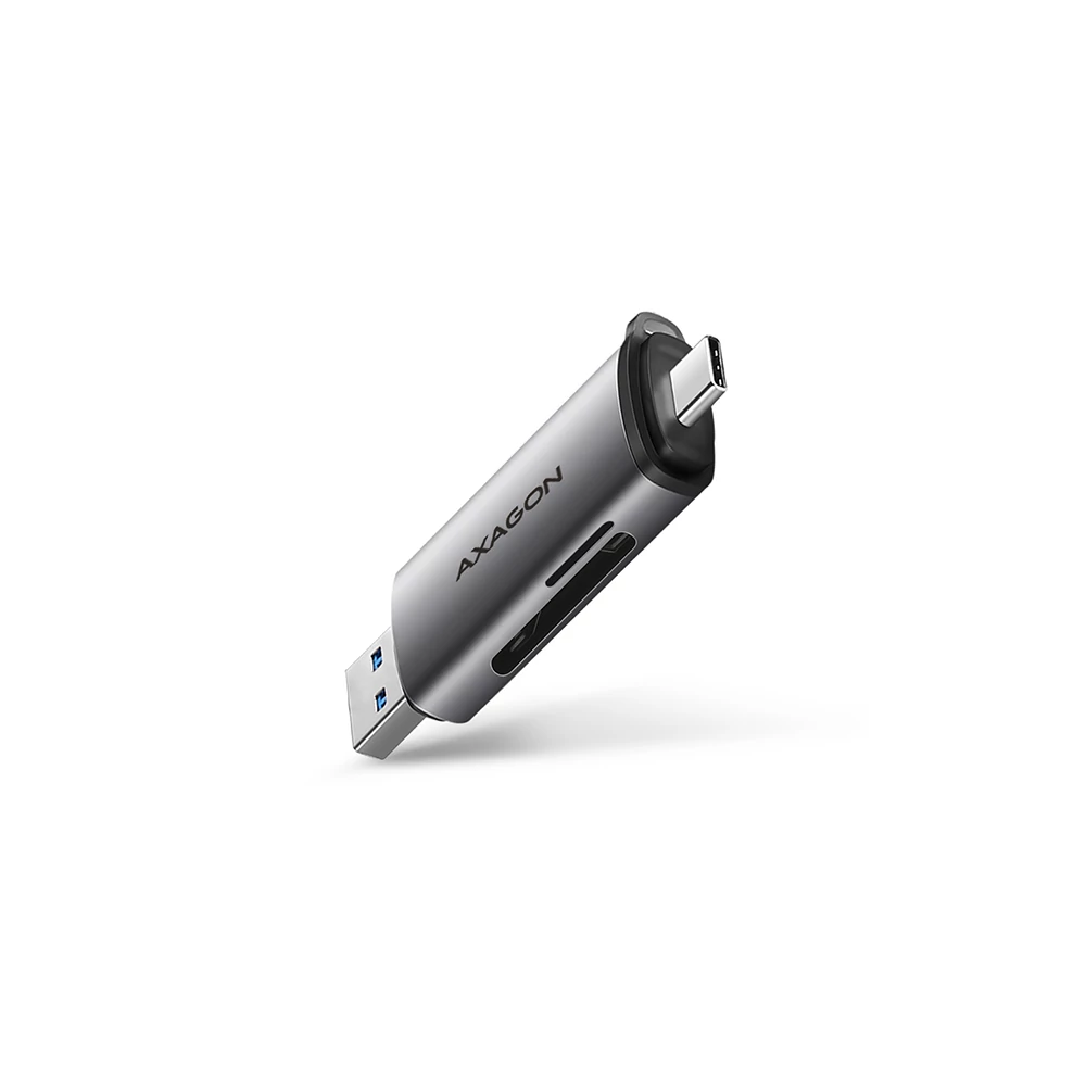AXAGON CRE-SAC USB 3.2 GEN 1 TYPE-C/TYPE-A MICRO SD/MICRO SDHC/MICRO SDXC SD/SDHC/SDXC MEMÓRIAKÁRTYA OLVASÓ EZÜST