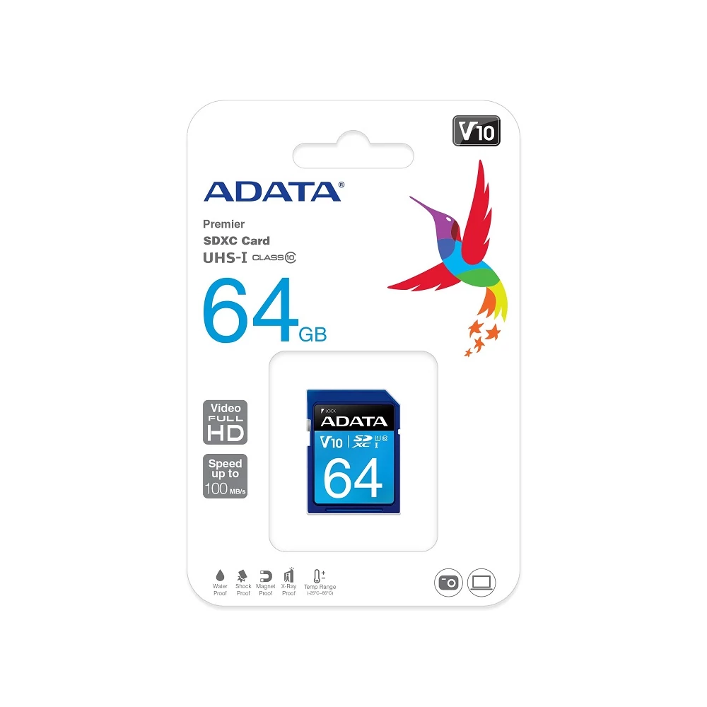 ADATA PREMIER SDXC 64GB CLASS 10 UHS-I U1 V10 100/25 MB/s