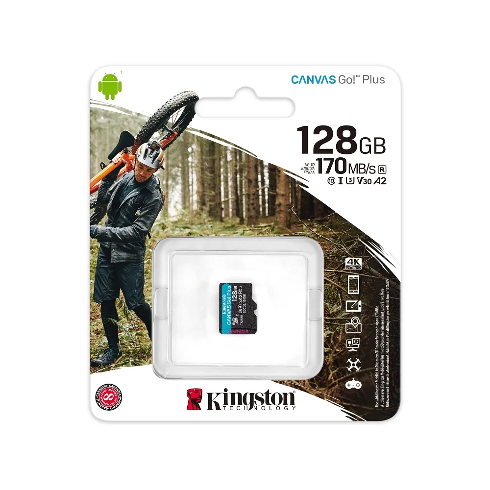 KINGSTON CANVAS GO PLUS MICRO SDXC 128GB CLASS 10 UHS-I U3 A2 V30 170/90 MB/s