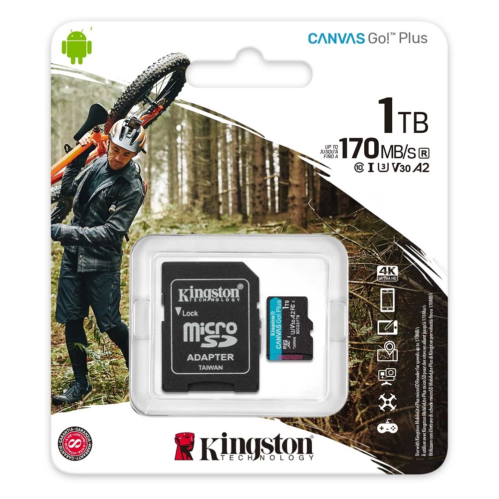 KINGSTON CANVAS GO PLUS MICRO SDXC 1TB + ADAPTER CLASS 10 UHS-I U3 A2 V30 170/90 MB/s