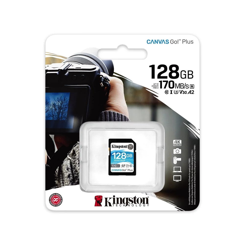 KINGSTON CANVAS GO PLUS SDXC 128GB CLASS 10 UHS-I U3 A2 V30 170/90 MB/s