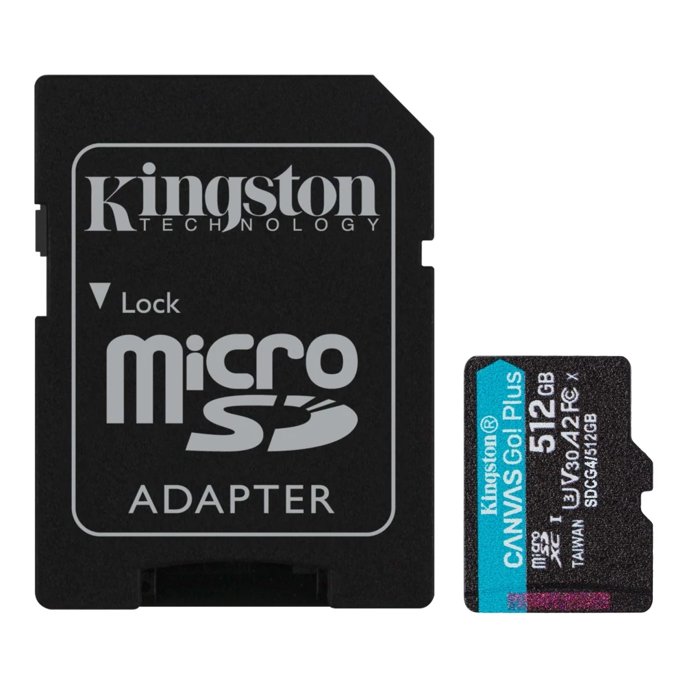 KINGSTON CANVAS GO PLUS MICRO SDXC 512GB + ADAPTER CLASS 10 UHS-I U3 A2 V30 200/160 MB/s