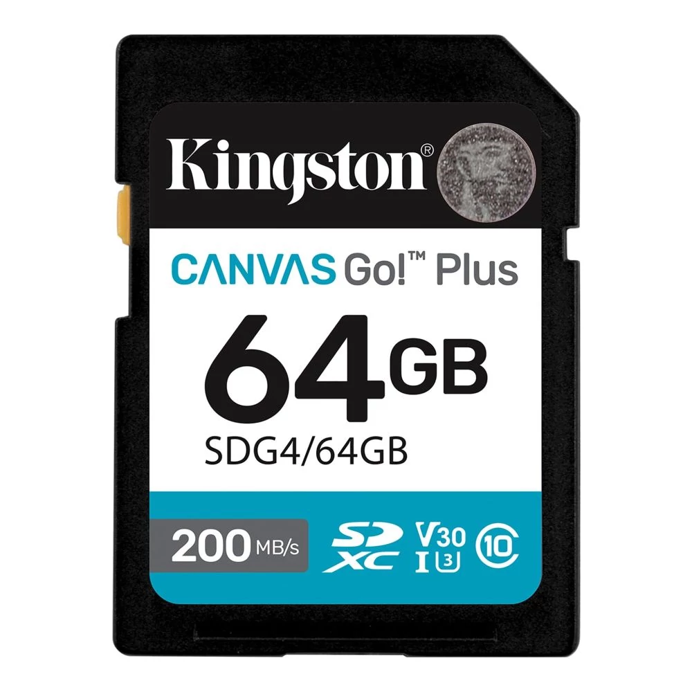 KINGSTON CANVAS GO PLUS SDXC 64GB CLASS 10 UHS-I U3 A2 V30 200/70 MB/s