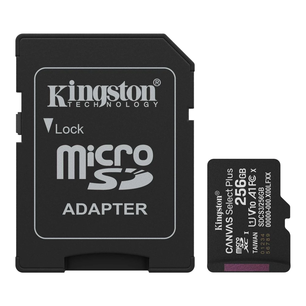 KINGSTON CANVAS SELECT PLUS MICRO SDXC 256GB + ADAPTER CLASS 10 UHS-I U1 A1 V10 (150 MB/s OLVASÁSI SEBESSÉG)