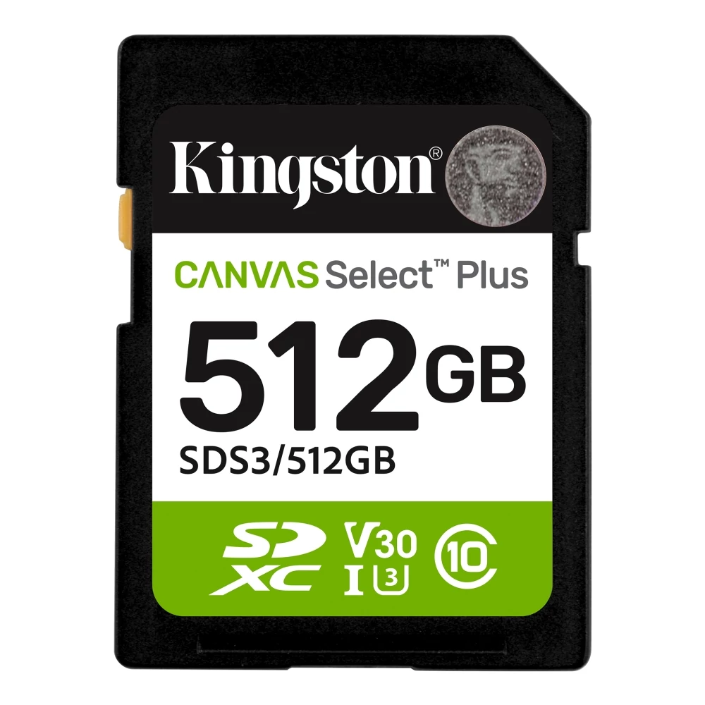 KINGSTON CANVAS SELECT PLUS SDXC 512GB CLASS 10 UHS-I U3 A1 V30 150/85 MB/s