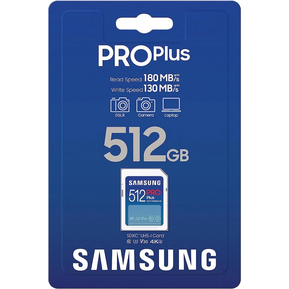 SAMSUNG PRO PLUS (2023) SDXC 512GB CLASS 10 UHS-I U3 V30 180/130 MB/s