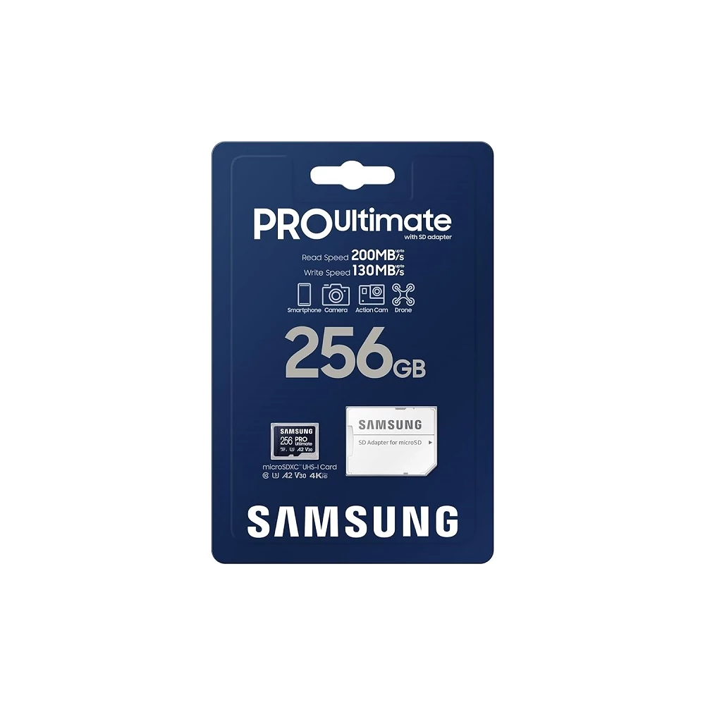 SAMSUNG PRO ULTIMATE (2023) MICRO SDXC 256GB + ADAPTER CLASS 10 UHS-I U3 A2 V30 200/130 MB/s