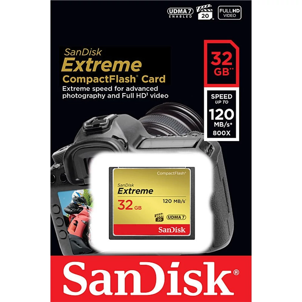 SANDISK COMPACT FLASH EXTREME UDMA7 MEMÓRIAKÁRTYA 120MB/s 32GB
