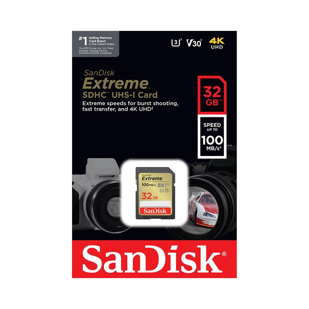 SANDISK EXTREME SDHC 32GB CLASS 10 UHS-I U3 V30 100/60 MB/s
