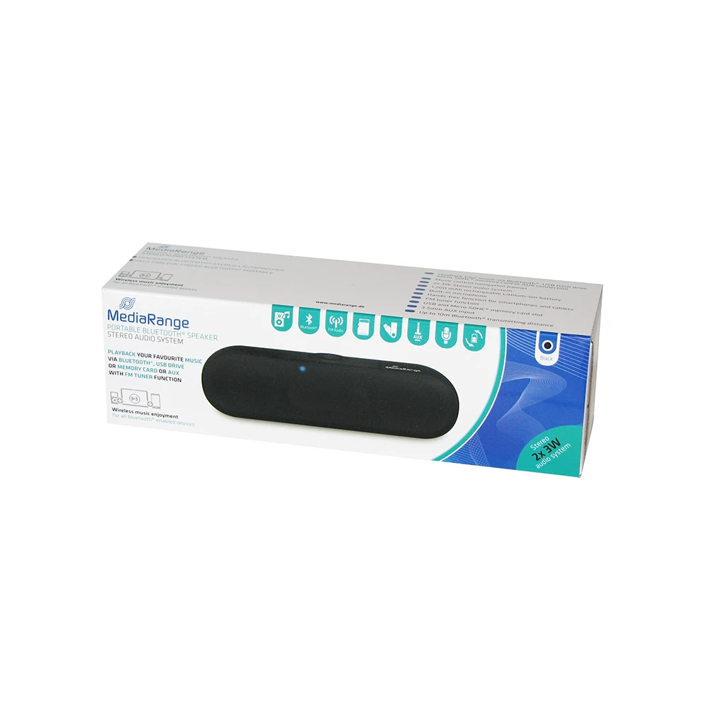 MEDIARANGE BLUETOOTH HANGSZÓRÓ BEÉPÍTETT MIKROFONNAL FEKETE 2X3W MR734