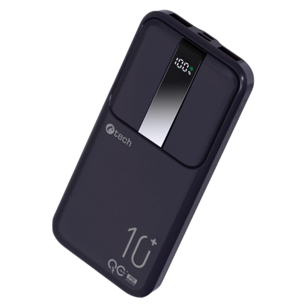 C-TECH PBPD-10 POWERBANK 10.000 mAh 22,5W QUICK CHARGE/POWER DELIVERY 3.0 FEKETE