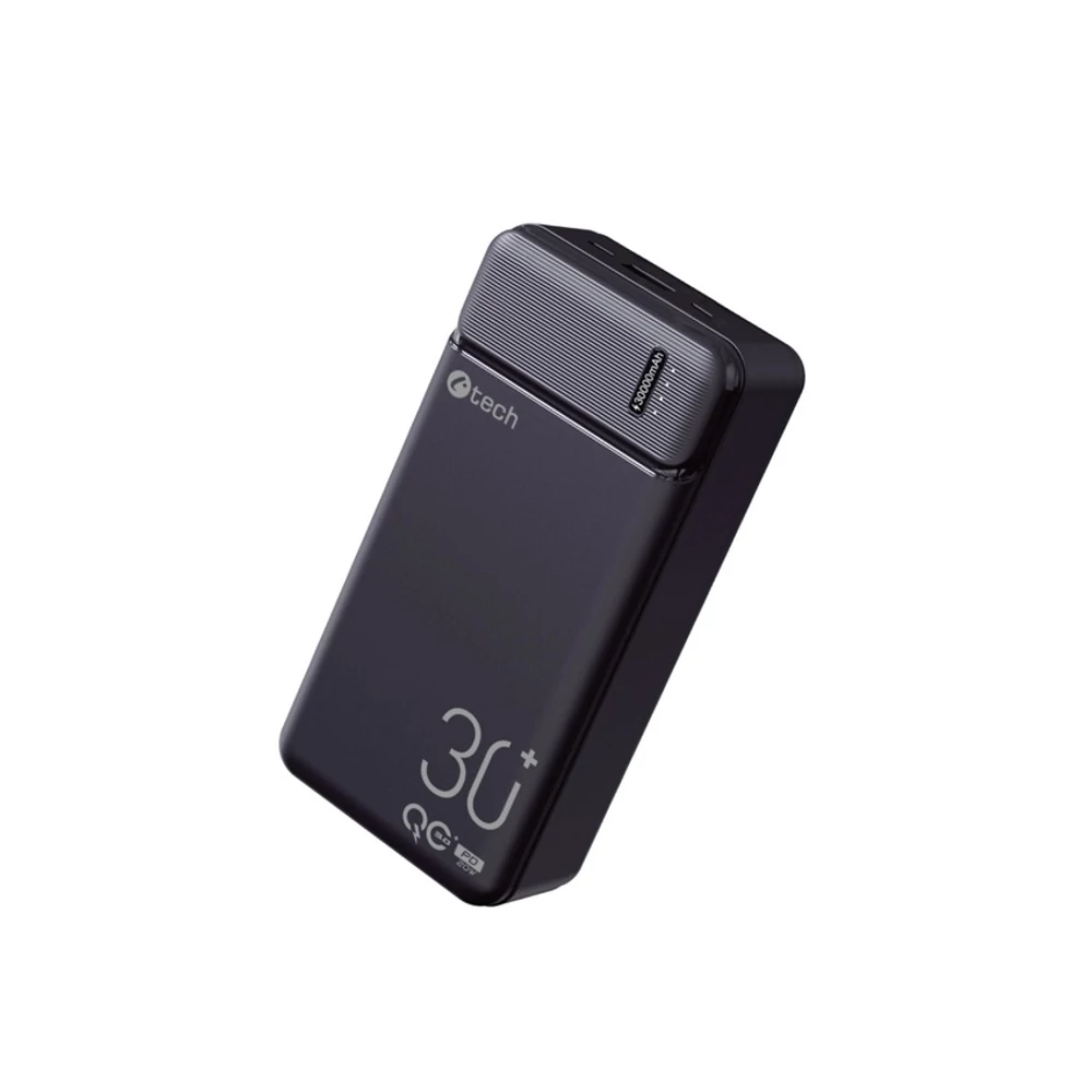 C-TECH PBPD-20 POWERBANK 30.000 mAh 20W QUICK CHARGE/POWER DELIVERY 3.0 FEKETE