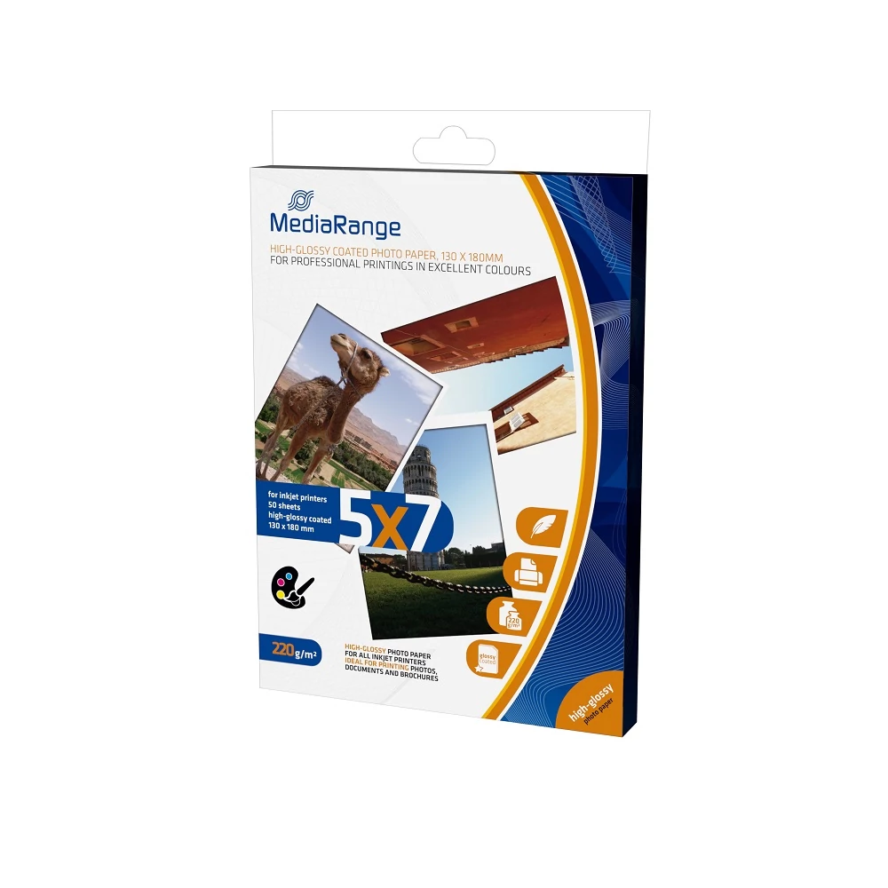 MEDIARANGE FÉNYES FOTÓPAPÍR 13X18CM 220g 50 DB-OS CSOMAG MRINK114