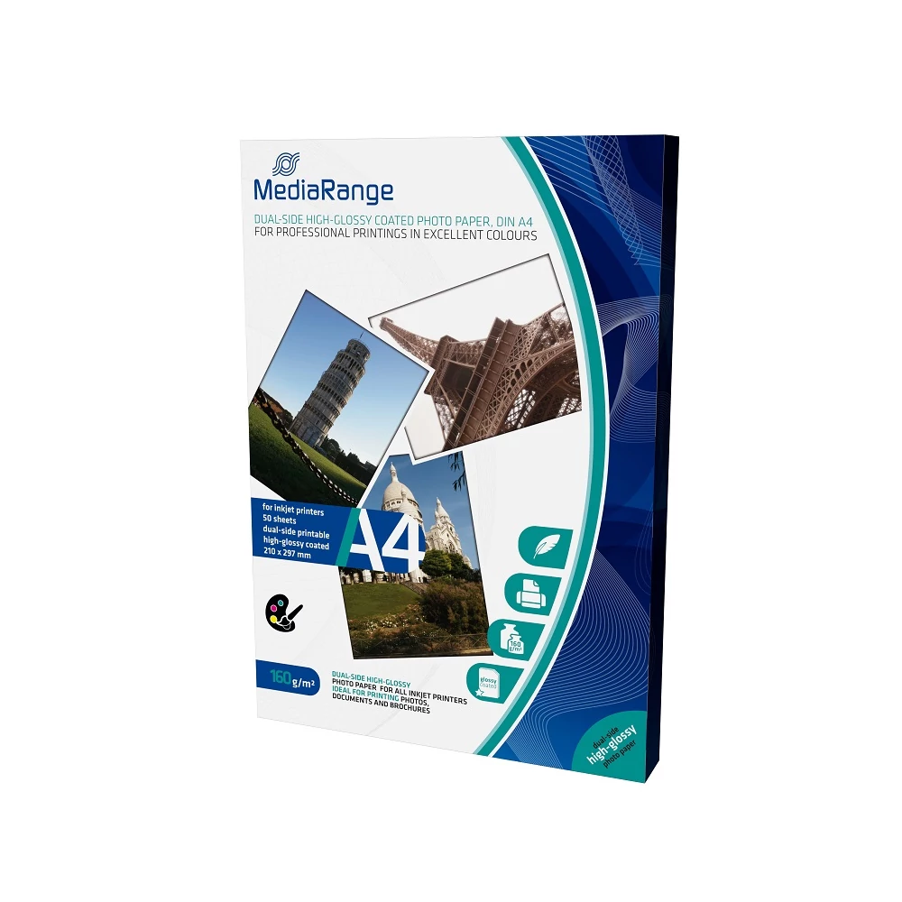 MEDIARANGE KÉTOLDALAS FÉNYES FOTÓPAPÍR A4 160g 50 DB-OS CSOMAG MRINK108
