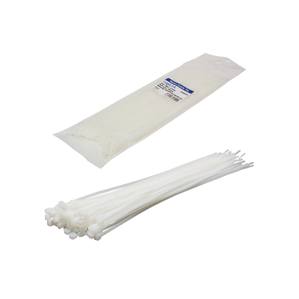 LOGILINK MŰANYAG KÁBELKÖTEGELŐ 300 x 3,6mm FEHÉR 100 DB-OS CSOMAG