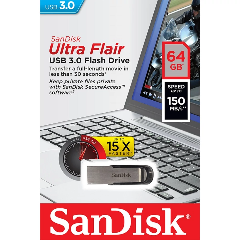 SANDISK USB 3.0 ULTRA FLAIR PENDRIVE 64GB