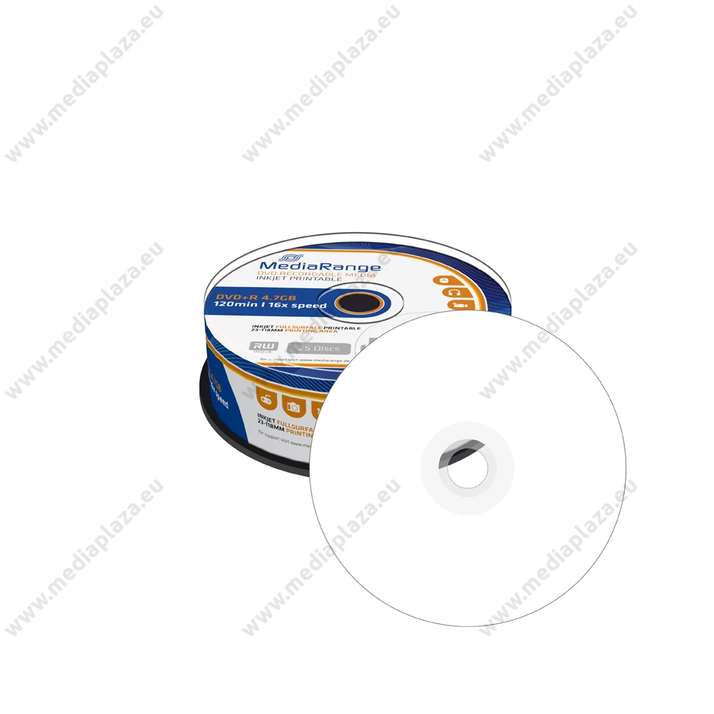 MEDIARANGE DVD+R 16X FULL NYOMTATHATÓ CAKE (25) MR408