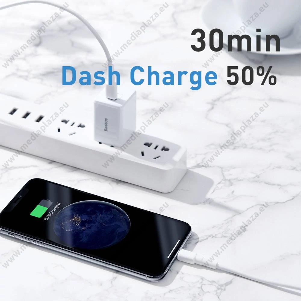 BASEUS CATLSW-02 USB-C/APPLE LIGHTNING TÖLTŐ ÉS ADATKÁBEL 2A 18W PD 1m FEHÉR