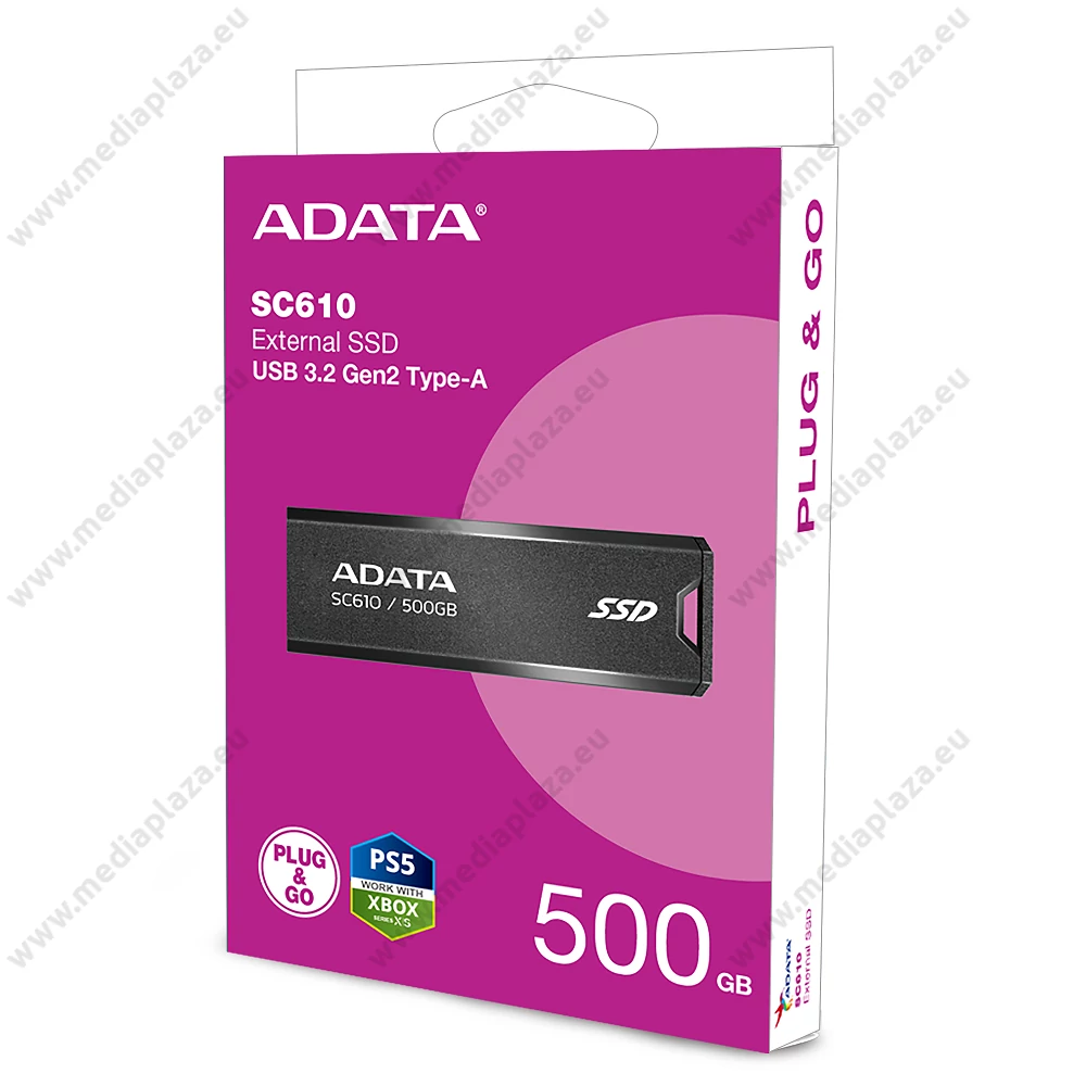 ADATA SC610 USB 3.2 GEN 2 KÜLSŐ SSD MEGHAJTÓ 500GB FEKETE