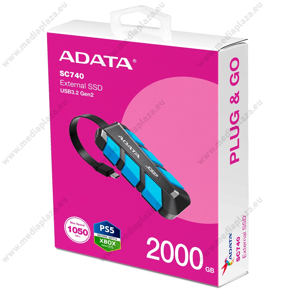 ADATA SC740 USB-C 3.2 GEN 2 KÜLSŐ SSD MEGHAJTÓ 2000GB KÉK