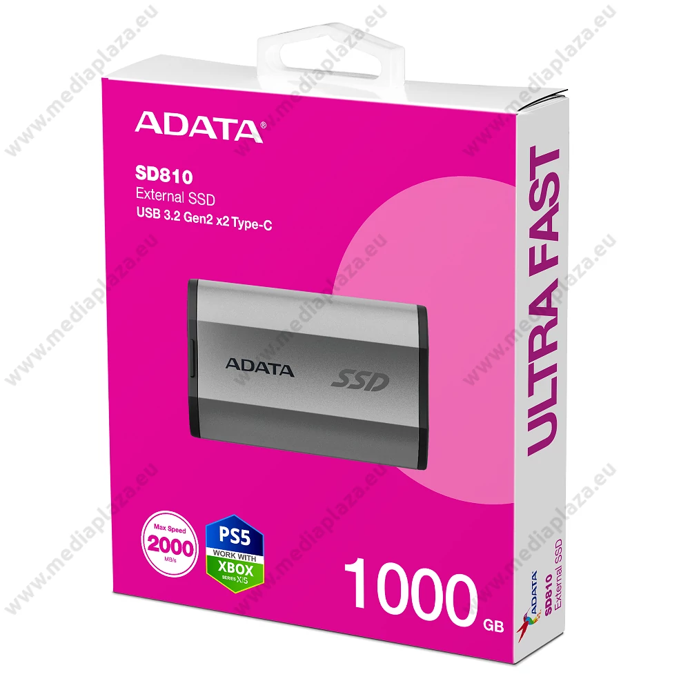 ADATA SD810 USB-C 3.2 GEN 2x2 KÜLSŐ SSD MEGHAJTÓ 1000GB EZÜST