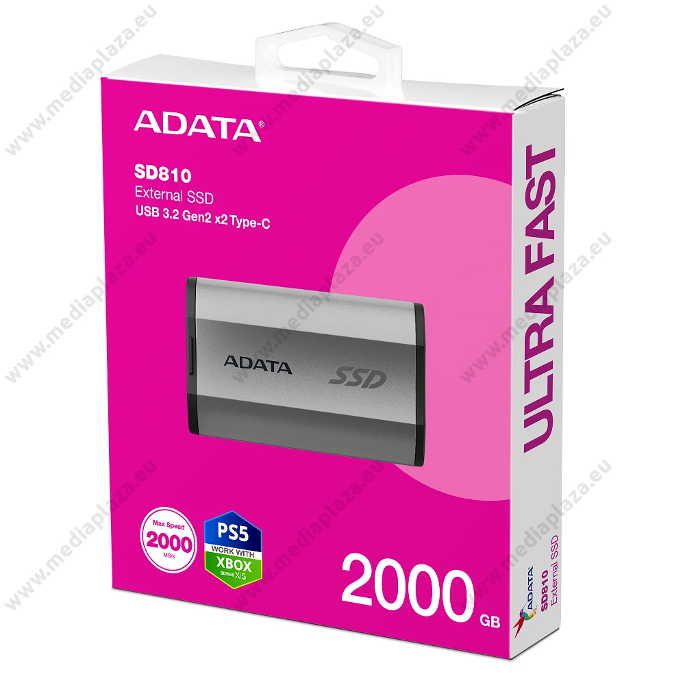 ADATA SD810 USB-C 3.2 GEN 2x2 KÜLSŐ SSD MEGHAJTÓ 2000GB EZÜST