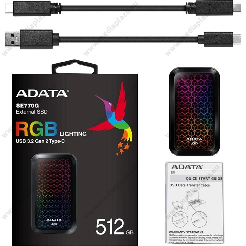 ADATA SE770G USB-C 3.2 GEN 2 KÜLSŐ SSD MEGHAJTÓ 512GB FEKETE