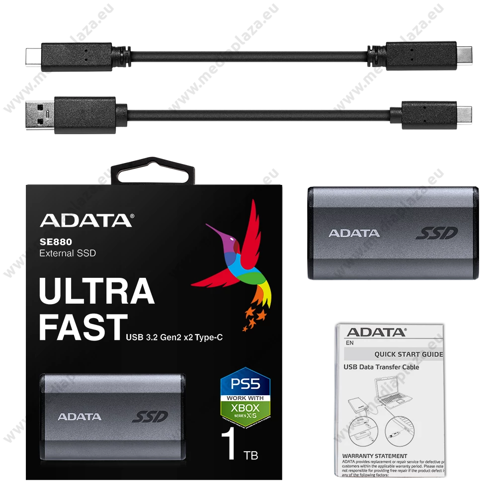 ADATA ELITE SE880 USB-C 3.2 GEN 2x2 KÜLSŐ SSD MEGHAJTÓ 1TB SZÜRKE