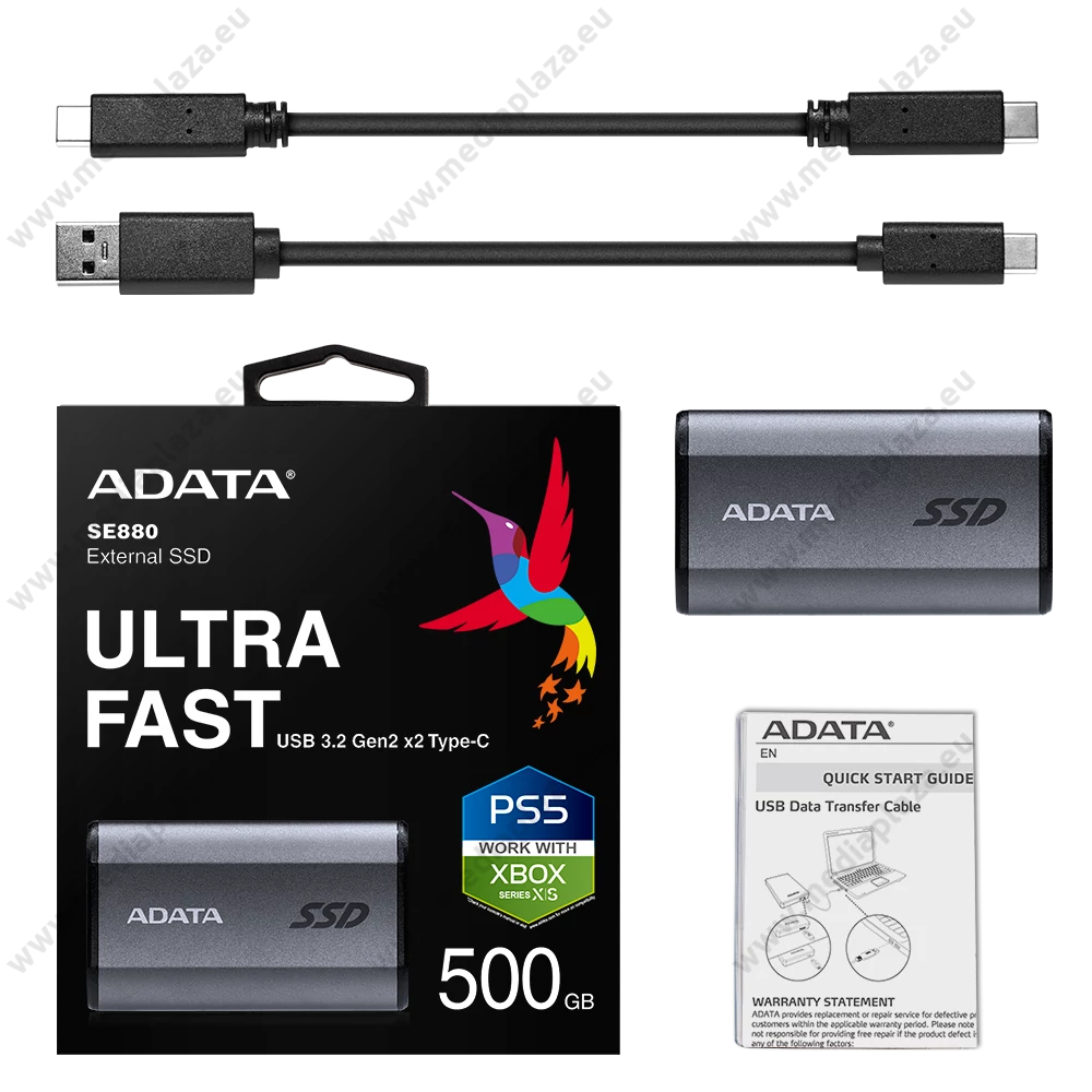 ADATA ELITE SE880 USB-C 3.2 GEN 2x2 KÜLSŐ SSD MEGHAJTÓ 500GB SZÜRKE