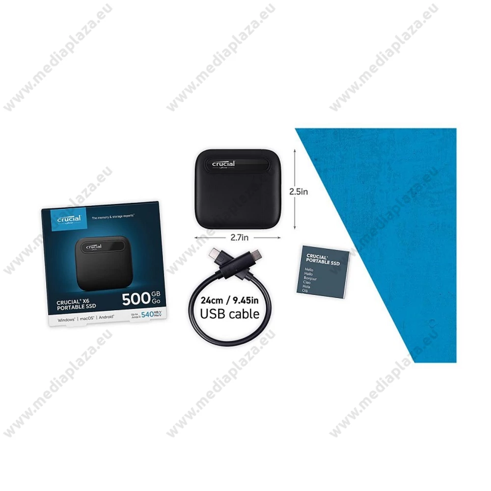 CRUCIAL X6 USB-C 3.2 GEN 2 KÜLSŐ SSD MEGHAJTÓ 500GB FEKETE