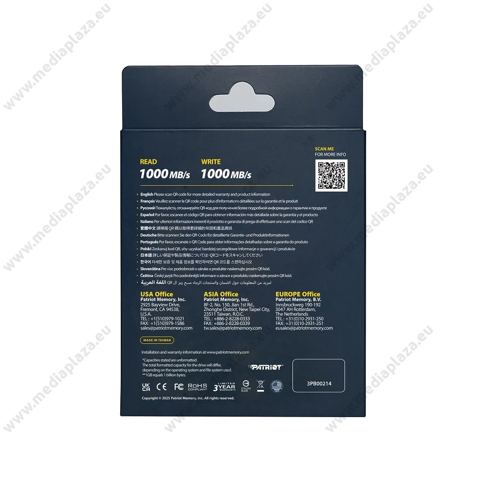 PATRIOT PDP31 USB 3.2 GEN 2 10Gbps TYPE-C KÜLSŐ SSD MEGHAJTÓ 2TB PIROS