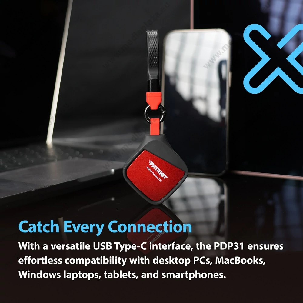 PATRIOT PDP31 USB 3.2 GEN 2 10Gbps TYPE-C KÜLSŐ SSD MEGHAJTÓ 2TB PIROS