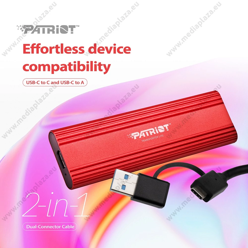 PATRIOT TRANSPORTER LITE USB-C 3.2 GEN 2 KÜLSŐ SSD MEGHAJTÓ 1TB PIROS