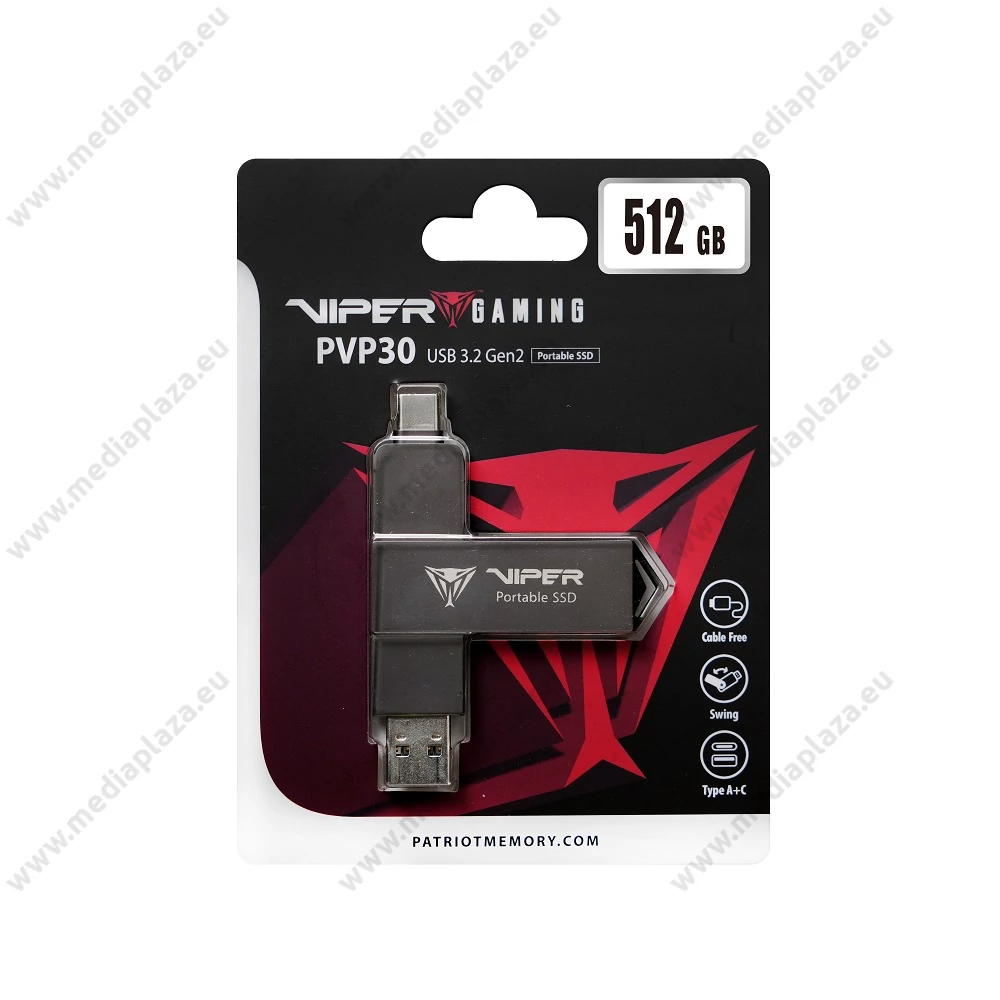PATRIOT VIPER PVP30 USB 3.2 GEN 2 TYPE-A/TYPE-C KÜLSŐ SSD MEGHAJTÓ 512GB