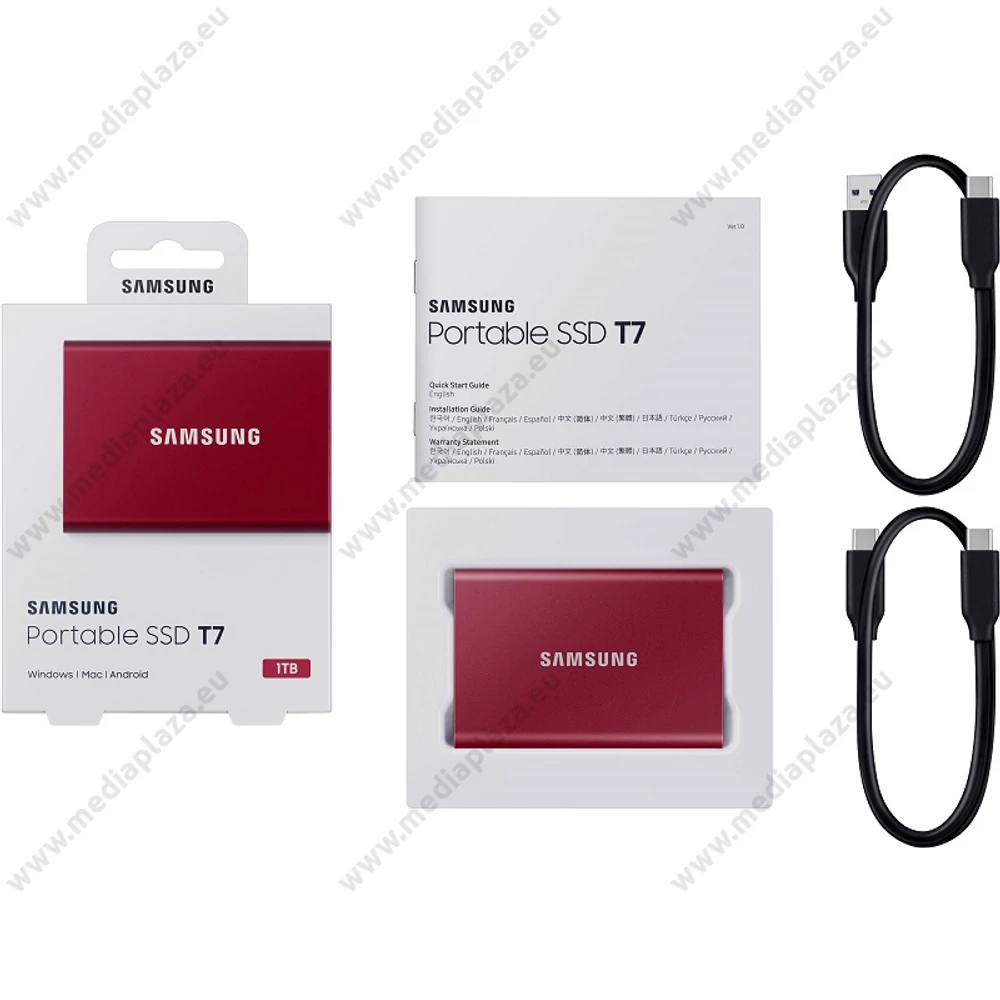 SAMSUNG T7 USB-C 3.2 GEN 2 KÜLSŐ SSD MEGHAJTÓ 1TB PIROS