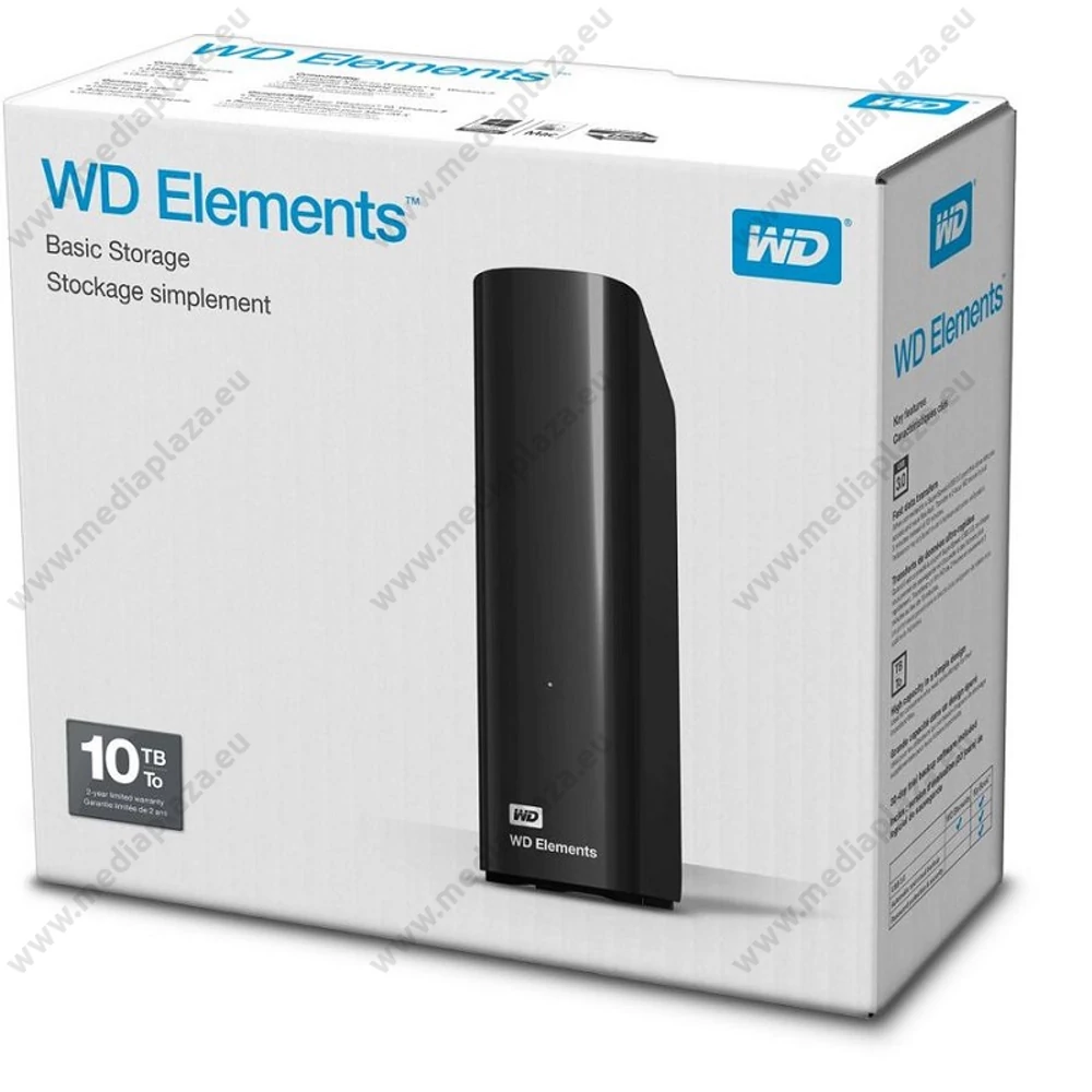 WESTERN DIGITAL ELEMENTS DESKTOP 3,5 COL USB 3.0 KÜLSŐ MEREVLEMEZ 10TB FEKETE