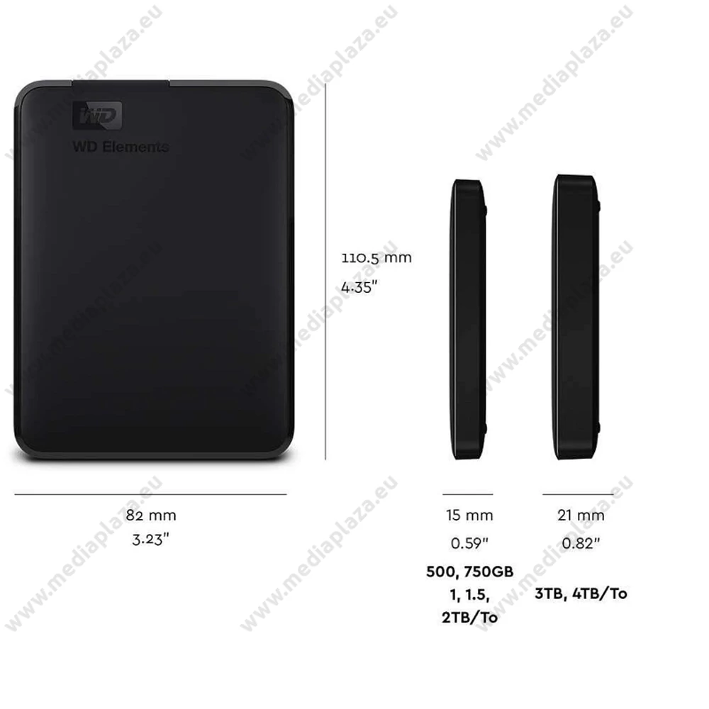 WESTERN DIGITAL ELEMENTS PORTABLE 2,5 COL USB 3.0 KÜLSŐ MEREVLEMEZ 4TB FEKETE