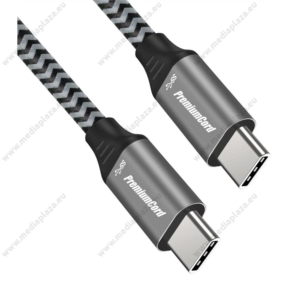 PREMIUMCORD FONOTT SZÖVET USB-C/USB-C GYORSTÖLTŐ ADATKÁBEL PD 2.0/3.0 QC 2.0/3.0 5A 100W 2m