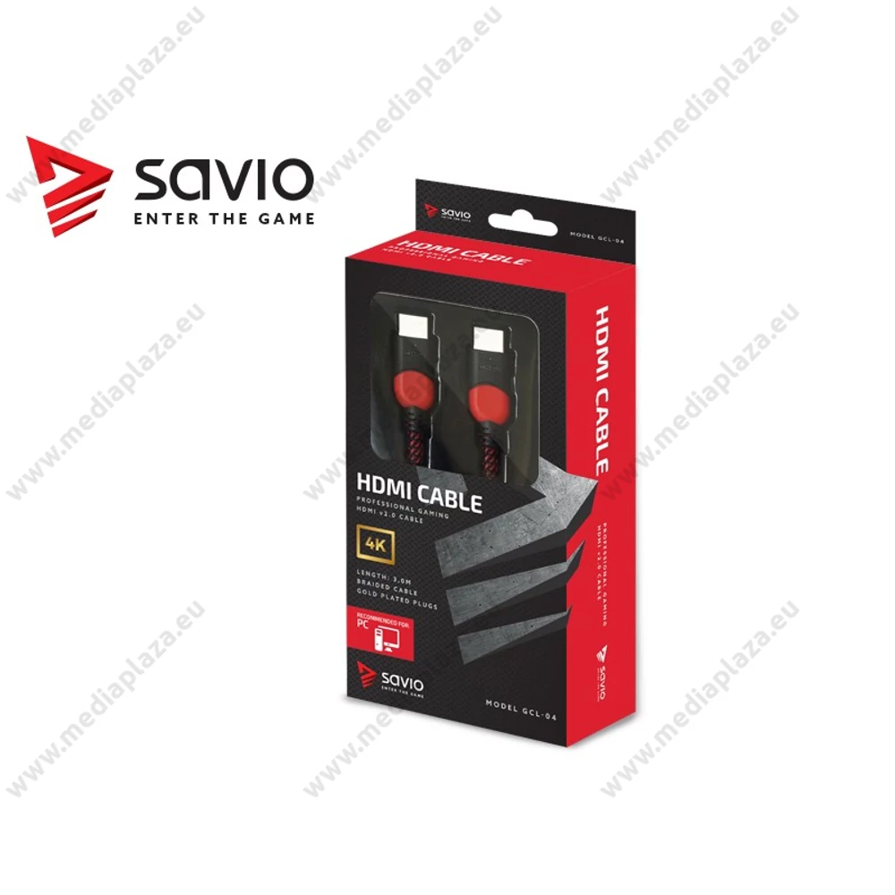 SAVIO GCL-04 GAMING FOR PC RÉZ HDMI-HDMI KÁBEL 2.0 ARANYOZOTT FONOTT NYLON PIROS/FEKETE 3m
