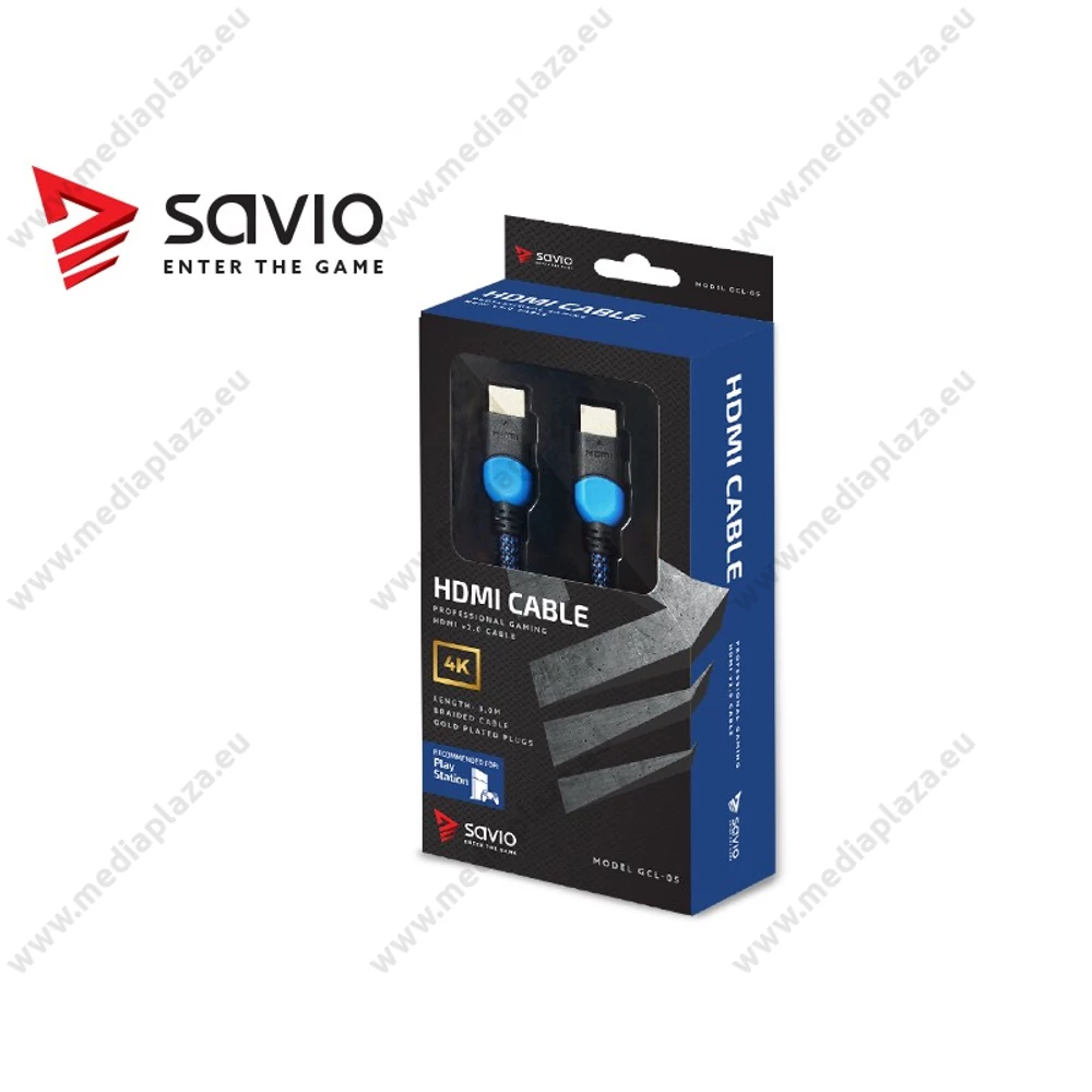 SAVIO GCL-05 GAMING FOR PLAYSTATION RÉZ HDMI-HDMI KÁBEL 2.0 ARANYOZOTT FONOTT NYLON KÉK/FEKETE 3m