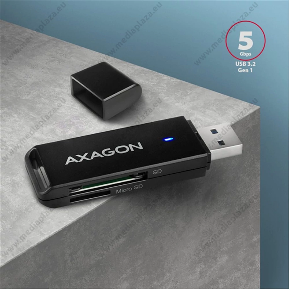 AXAGON CRE-S2N USB 3.2 GEN 1 MICRO SD/MICRO SDHC/MICRO SDXC SD/SDHC/SDXC MEMÓRIAKÁRTYA OLVASÓ FEKETE